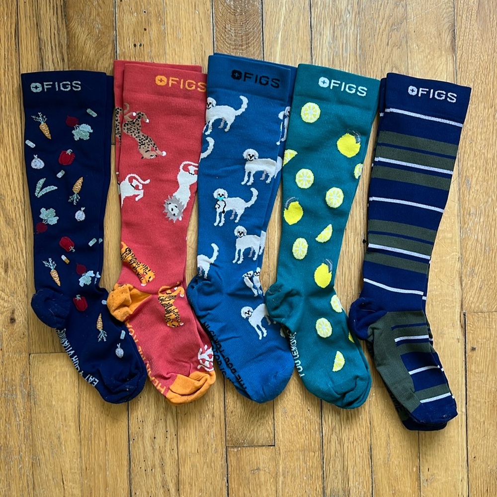 Figs Compression socks size LARGE lot of FIVE PAIRS!